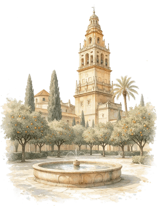 Acuarela de la torre de la Mezquita-Catedral